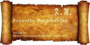 Kolovits Margaréta névjegykártya
